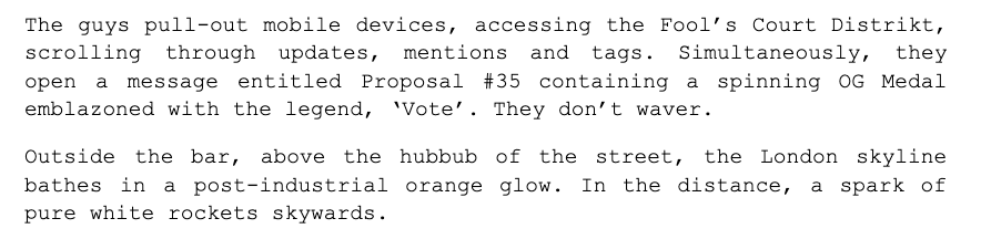 In Chapter 3 of Obedience, the characters controlling Tseitgeist are members of a Distrikt, on <a href="/DistriktApp/">distrikt</a> 

Distrikts are now live!