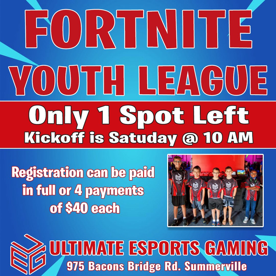 Ultimate_Esport's tweet photo. ONLY 1 SPOT LEFT!
KICK OFF THIS SATURDAY at 10 AM
SIGN UP:
https://t.co/V4mpX8Ma2F
Does your child have a passion for video games? Do they dream of joining the exciting world of Esports and making new friendships through thrilling competitions? Look no further! https://t.co/RvBr8PbO4V