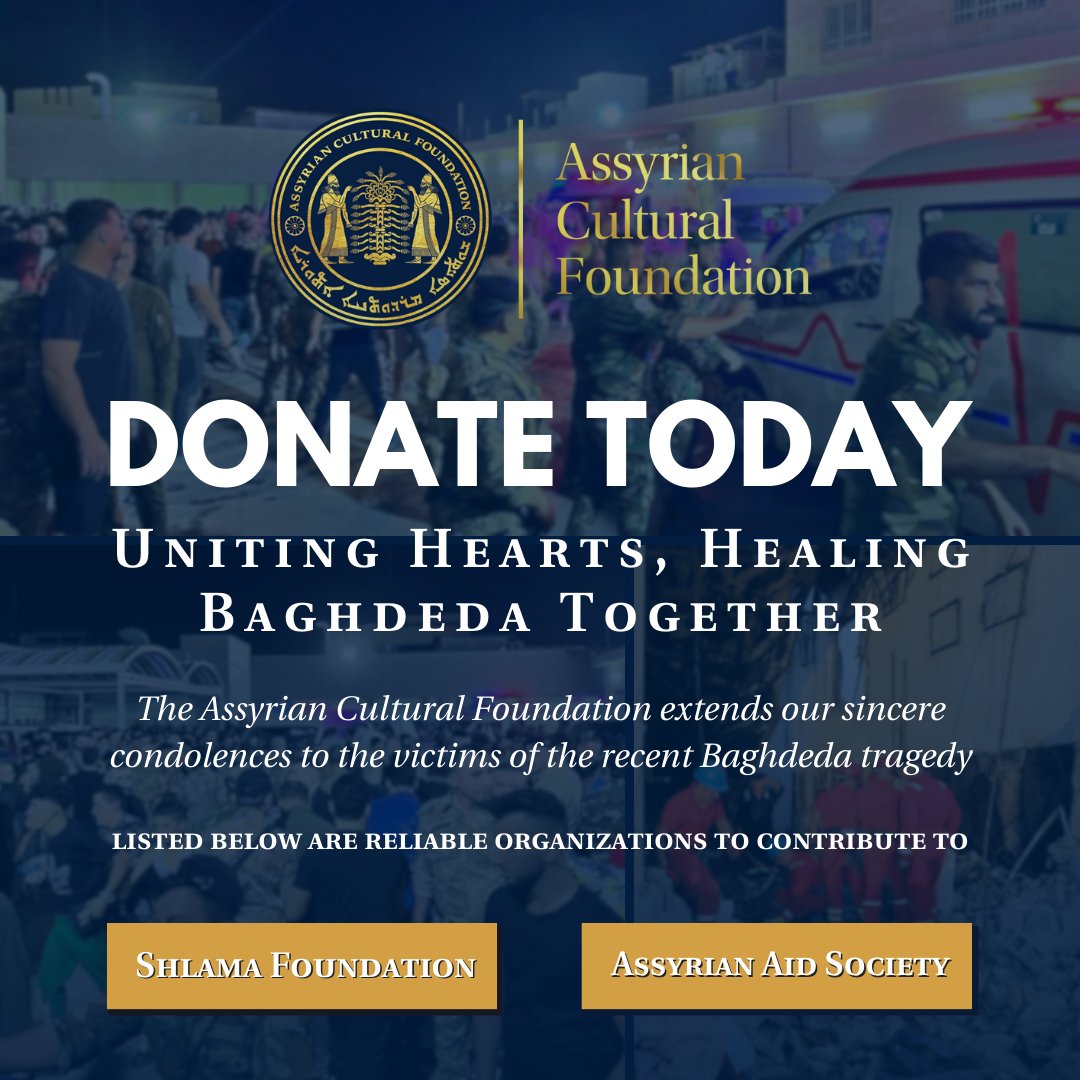 ACFChicago's tweet photo. Please consider the following links: 

Shlama Foundation: https://t.co/TXfj1EEPIt

Assyrian Aid Society of America: https://t.co/uV90vxKihp

#AssyrianCulturalFoundation #ACFchicago #BaghdedaFire #ShlamaFoundation #ShlamaFoundation #assyrianaidsociety https://t.co/sFjz5Sjyys