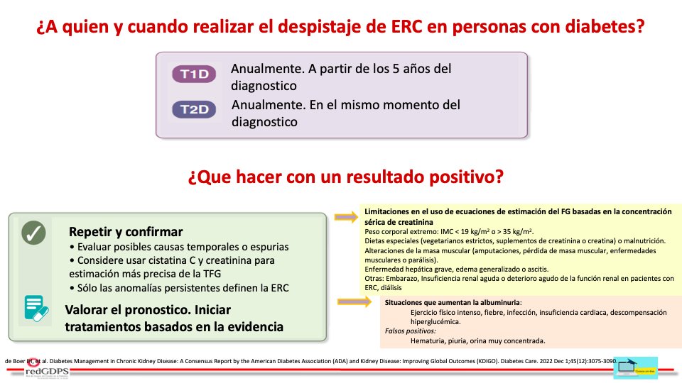 Nos señala <a href="/jabraes/">jamebra</a> que debemos conocer la nueva denominación que nos señala la guia Kdigo
⭕️Personas con #DM2 y #ERC 
⭕️Conocer los signos y síntomas clínicos iniciales y de ER establecida 
⭕️Criterios de diagnostico
⭕️Y cuando realizar el cribado de ERC