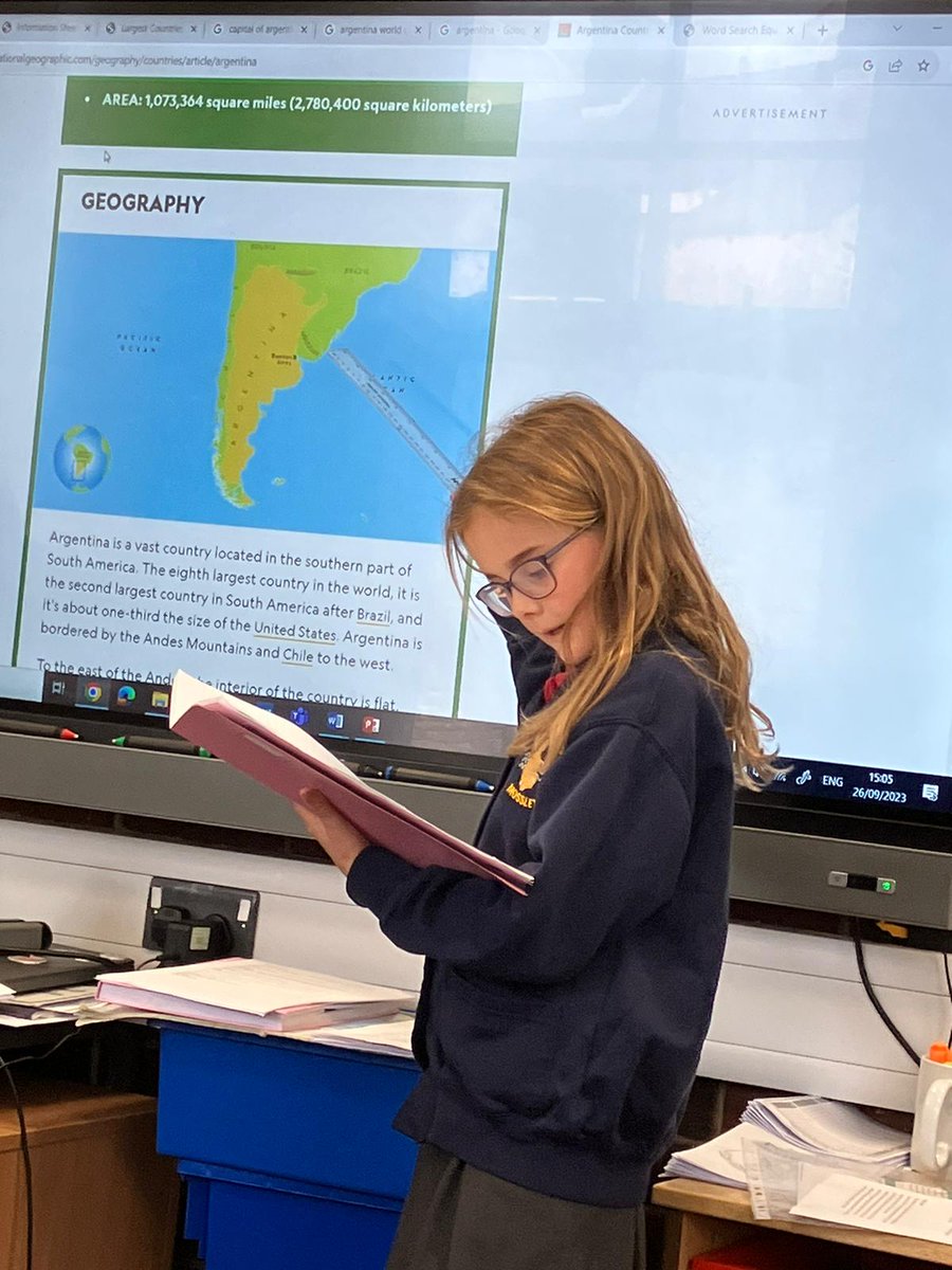 Year 5 have been learning about the climate in Argentina. They then used the facts they had learnt to write and present their own weather reports.