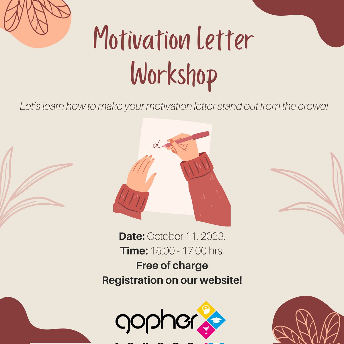 🌟 Master the Art of Motivation Letters! 🌟

Want your job application to shine? Join our workshop and learn to craft a standout motivation letter. Designed for PhD students exploring careers beyond academia. 🚀💼 #MotivationLetterWorkshop #PhDStudents #CareerSuccess