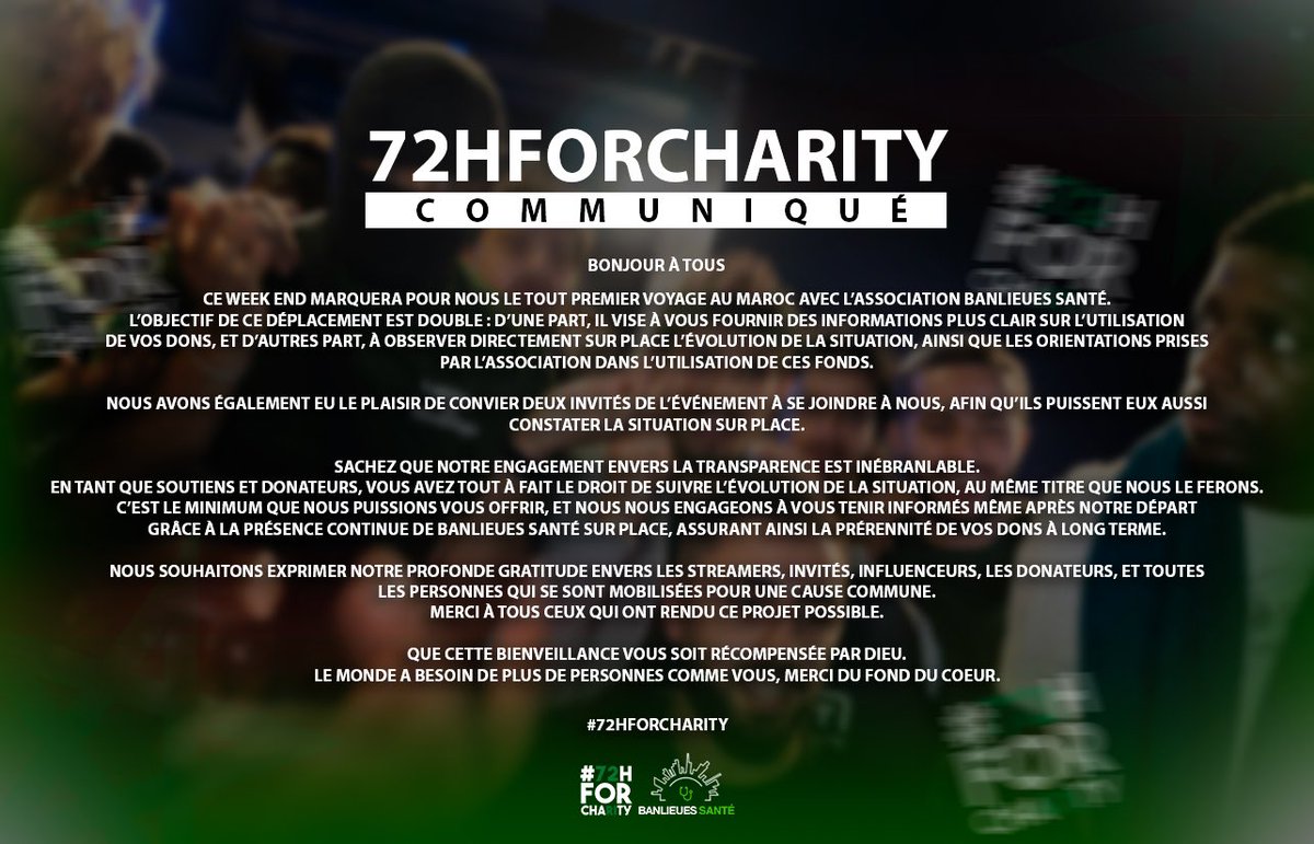 72HForCharity's tweet photo. Communiqué #72HForCharity au Maroc !🛫🇲🇦 https://t.co/XrWsSQmeSc