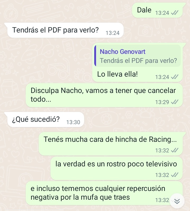 gustavomesap's tweet photo. 😭NACHO GENOVART SIN TRABAJO POR "CARA DE HINCHA DE RACING"

📺Iba a trabajar en una cadena norteamericana.

☠️El problema fue cuando vieron su rostro y una supuesta mufa.

🌱Ahora es "Eco-Genovart": lo dejaron plantado en el Café.

⁉️¿Que le dirías en este difícil momento? https://t.co/PuEQQTTP2h