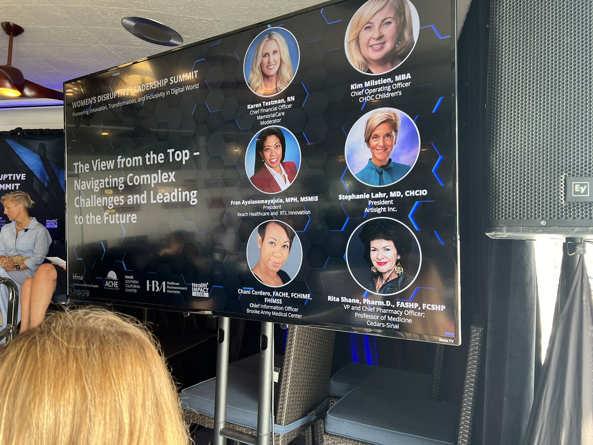 mbseaman's tweet photo. Phenomenal panel discussing innovation, transformation and inclusivity. #WDLS2023 Women’s Disruptive Leadership Summit presented by #SocalHFMA #ACHE and @socalhimss. https://t.co/XlZc73xIdw