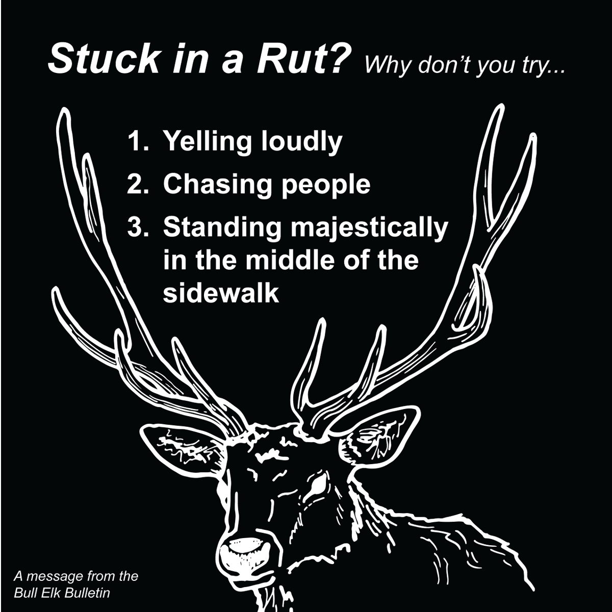 GrandCanyonNPS's tweet photo. What the elk is going on?!

Don’t been fooled by their poise and majestic stature—bull elk are especially aggressive during rut. Observe them from at least 100 feet (30 m) away. If you find yourself near an elk, keep a tree or some other large obstruction between you and them. https://t.co/t2ihOxpIb4
