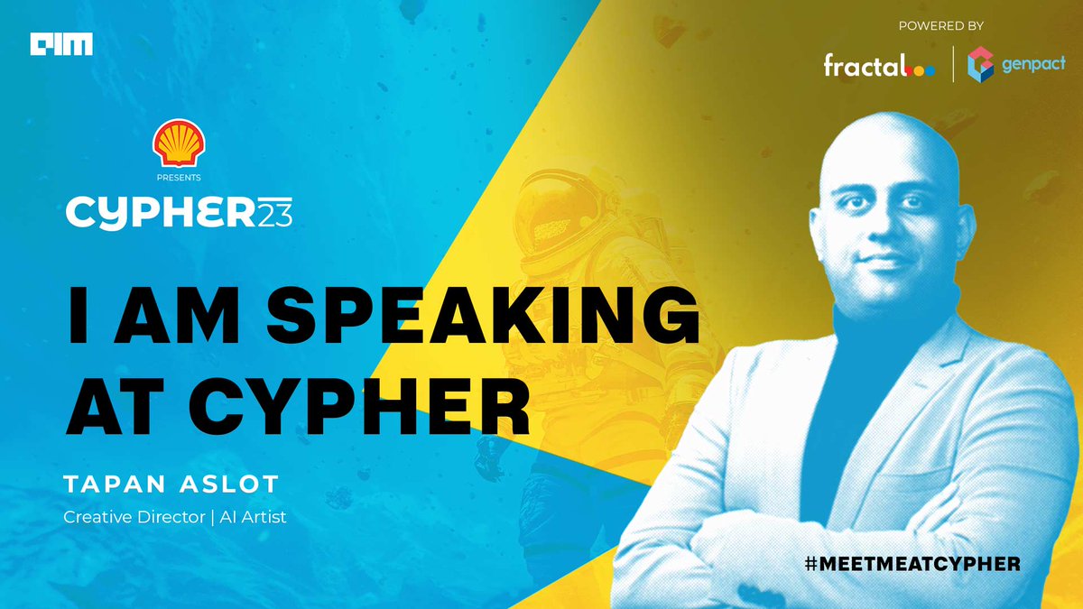 I will be speaking at India's largest AI Summit #cypher2023.

Join me for an engaging session on "The Fusion of Art and AI: Navigating the Impact of Artificial Intelligence in the Creative Industry." 🎨🤖