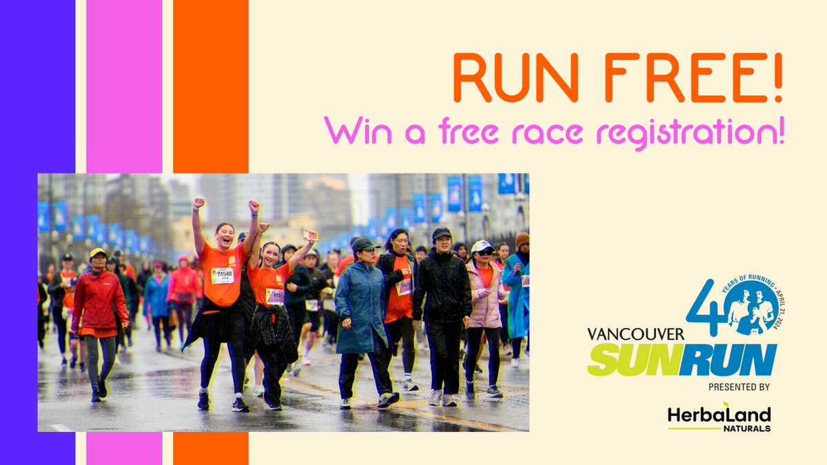 VancouverSunRun's tweet photo. Sign up for our e-newsletter, and you could win free registration for the 2024 Sun Run! And you’ll get early access to race updates and more!

Sign up here: https://t.co/BNXNu72UiF 
Any signups from now until Oct 27 are eligible to win.

#VanSunRun #HerbalandGummies @herbaland https://t.co/oq3n9vGKOC