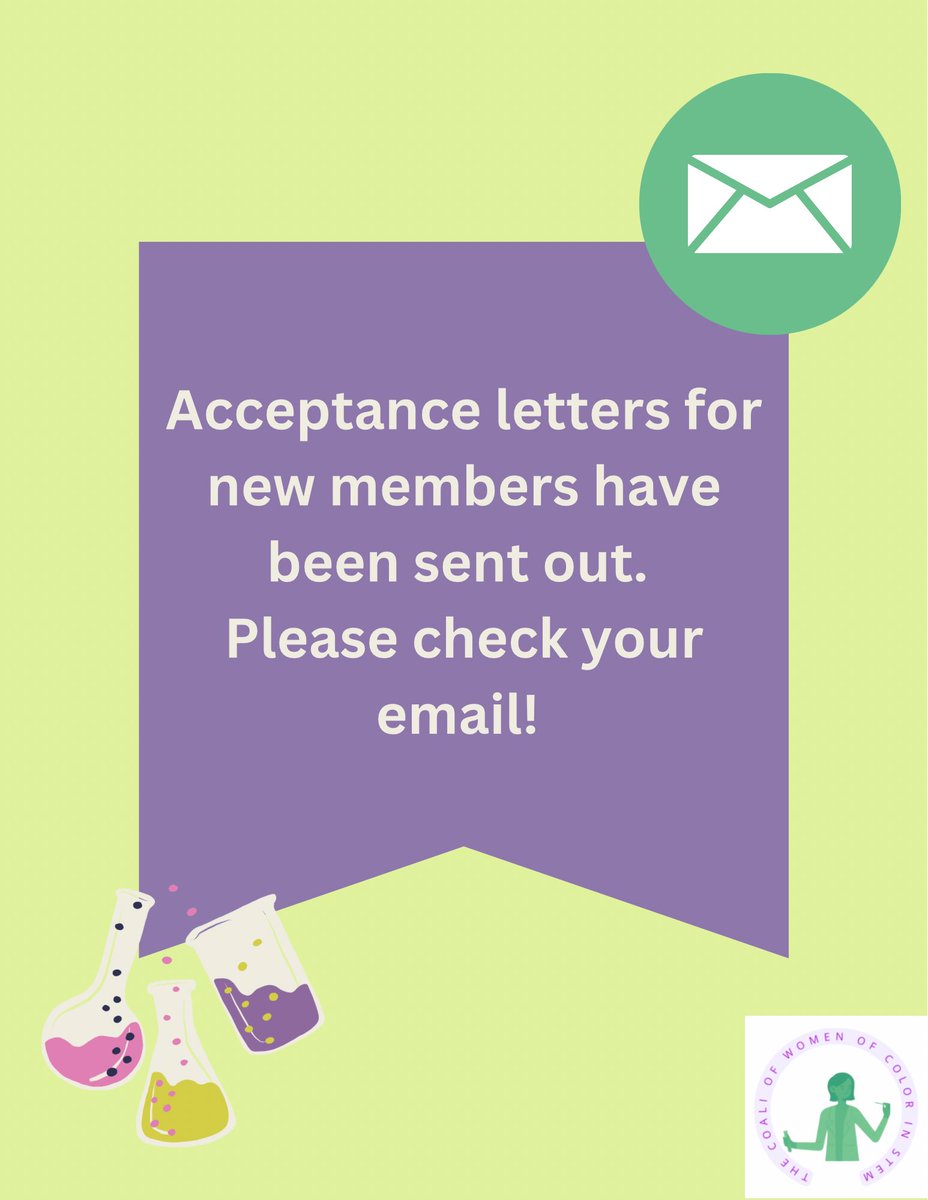 Hey ladies 👩🏽‍🔬 We thank everyone who applied. Please check your email, spam included for letters
  👩🏽‍🔬💜💚