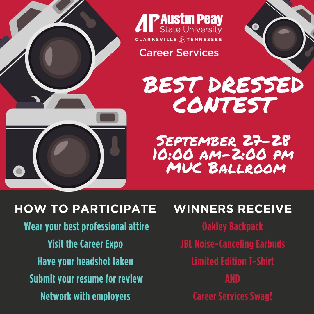 Don't forget to drop by the Fall Career Expo to have your professional headshots made! Prizes will be awarded for the Best Professional Outfit and Best Resume!