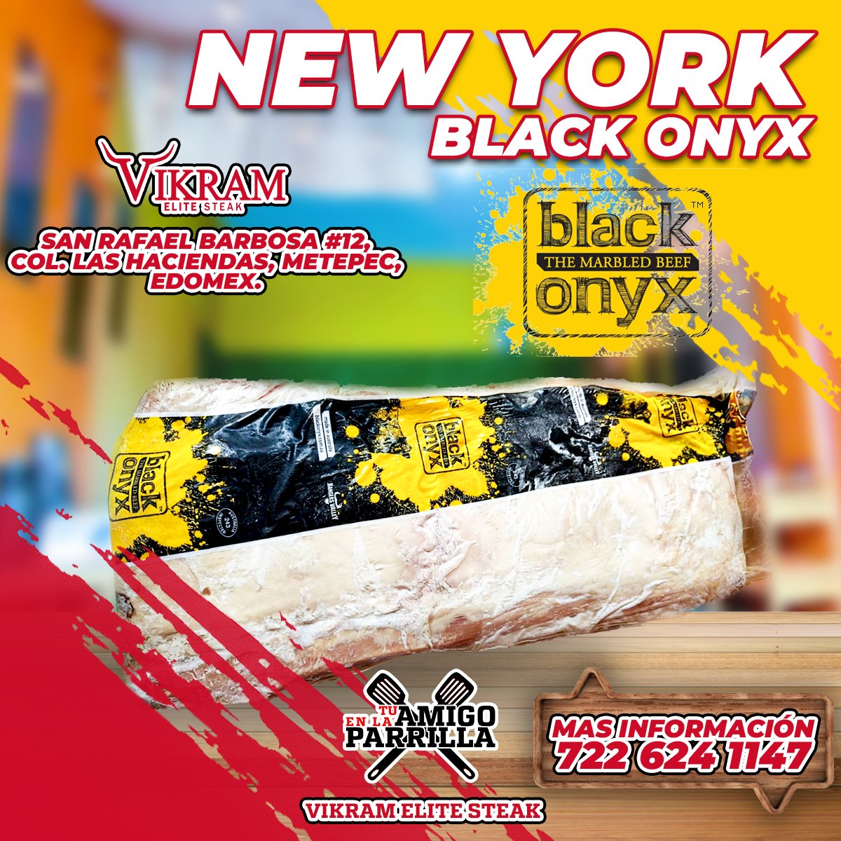 VIKRAMEliteS's tweet photo. ¿Buscas una pieza de carne de res que sea especial? 🔥 

New York de Black Onyx, esta pieza de carne de res Angus australiana de primera calidad tiene un marmoleo excepcional ✨ que le confiere un sabor y una textura incomparables. Nos ubicamos cerca del tren México-Toluca Centro https://t.co/zDimshEHTa