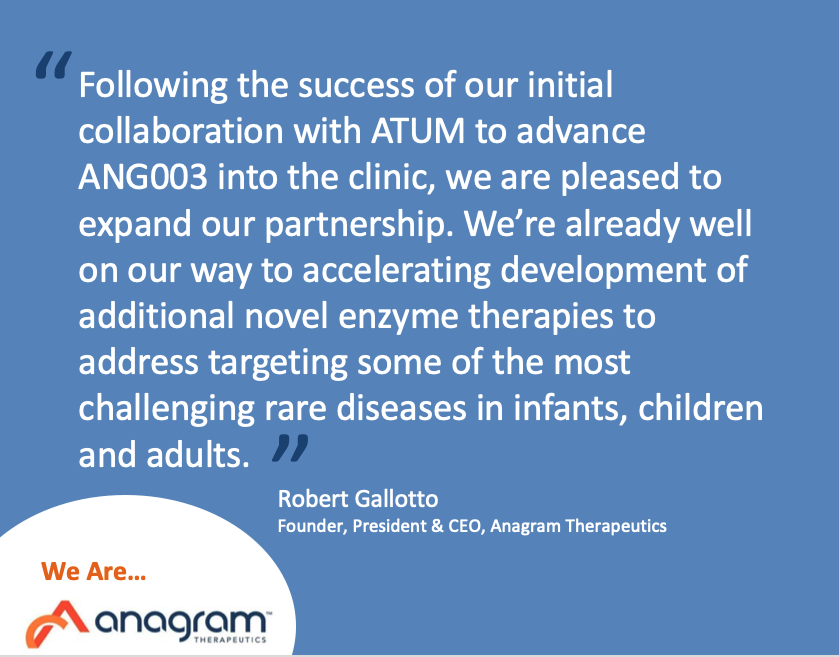 anagramtx's tweet photo. Anagram Therapeutics is thrilled to announce Expansion of Joint Product Development Collaboration with ATUM to Accelerate Development of Orally Delivered Enzymes for Malabsorption and Nutrient Metabolism Disorders

https://t.co/pm1mCDEw7N https://t.co/BubnFE5klM