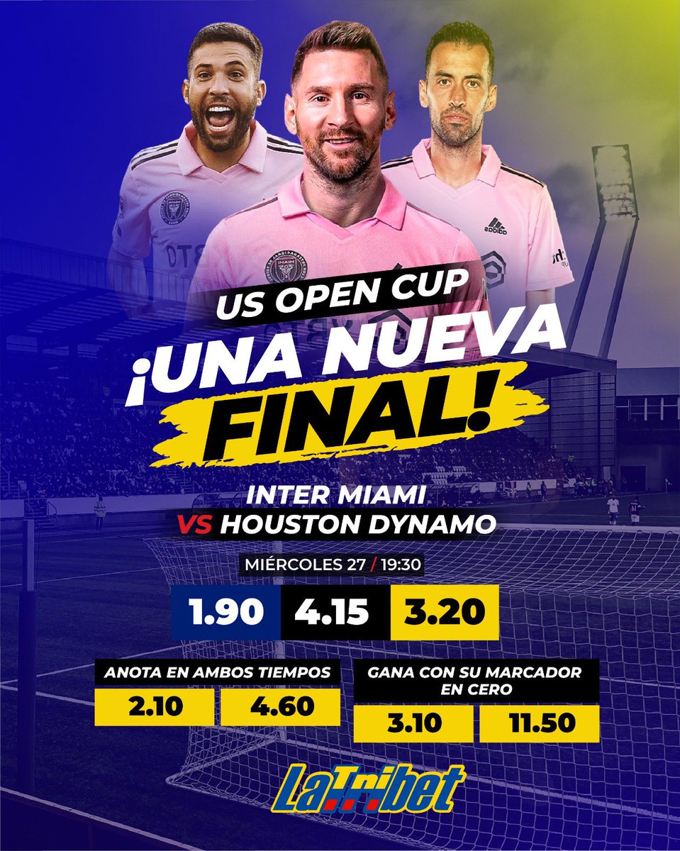 xiomaradlatorre's tweet photo. 🤩 ¡¡¡A pronosticar con @latribet!!! 🤩
Juega #LDU frente a #DefensayJusticia por la Copa Sudamericana⚽️
Final de #USOpenCup entre el #InteraMiami y #HoustonDynamo 🏟️⚽️
Regístrate con mi link y duplica al 100% tu primer depósito 🤑 ➡️ https://t.co/EbXtjMyXbR ⬅️ https://t.co/RGBk6D5PiZ