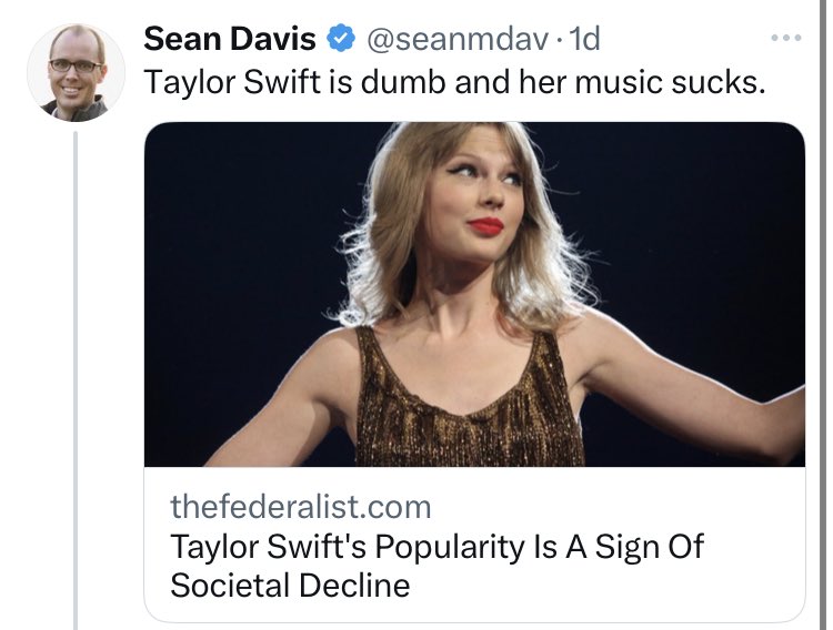 electricalWSOP's tweet image. From what I know, Taylor Swift is one of the smartest people in music.

Oh, almost forgot.

Let's hear your record, cocksocket.