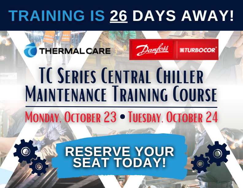 thermalcare1's tweet image. 📅TRAINING IS 26 DAYS AWAY!📅This two-day course on maintaining &amp;amp; servicing TC Series Central #IndustrialChillers featuring #Turbocor compressors is on Monday (10/23) &amp;amp; Tuesday (10/24) at our facility. #Register &amp;amp; learn more details at: thermalcare.com/technical-trai… #processcooling