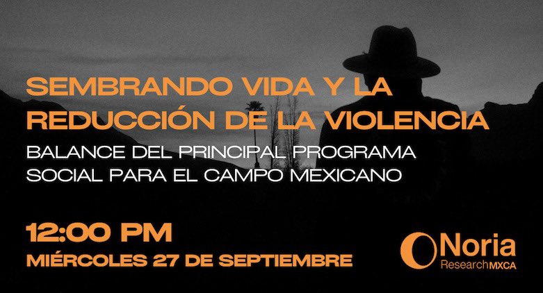 Noria_mxac's tweet photo. Comenzamos en UNA HORA ⏰ 

Presentamos informe

¿Sembrando vida, el programa más importante para el campo en este sexenio, ha contribuido a reducir la violencia y los cultivos ilícitos? 

📅 27 Sept - 12pm CDMX

Registro Zoom ▶️ https://t.co/vEBzdu1JNf https://t.co/SKyvYLJwjz