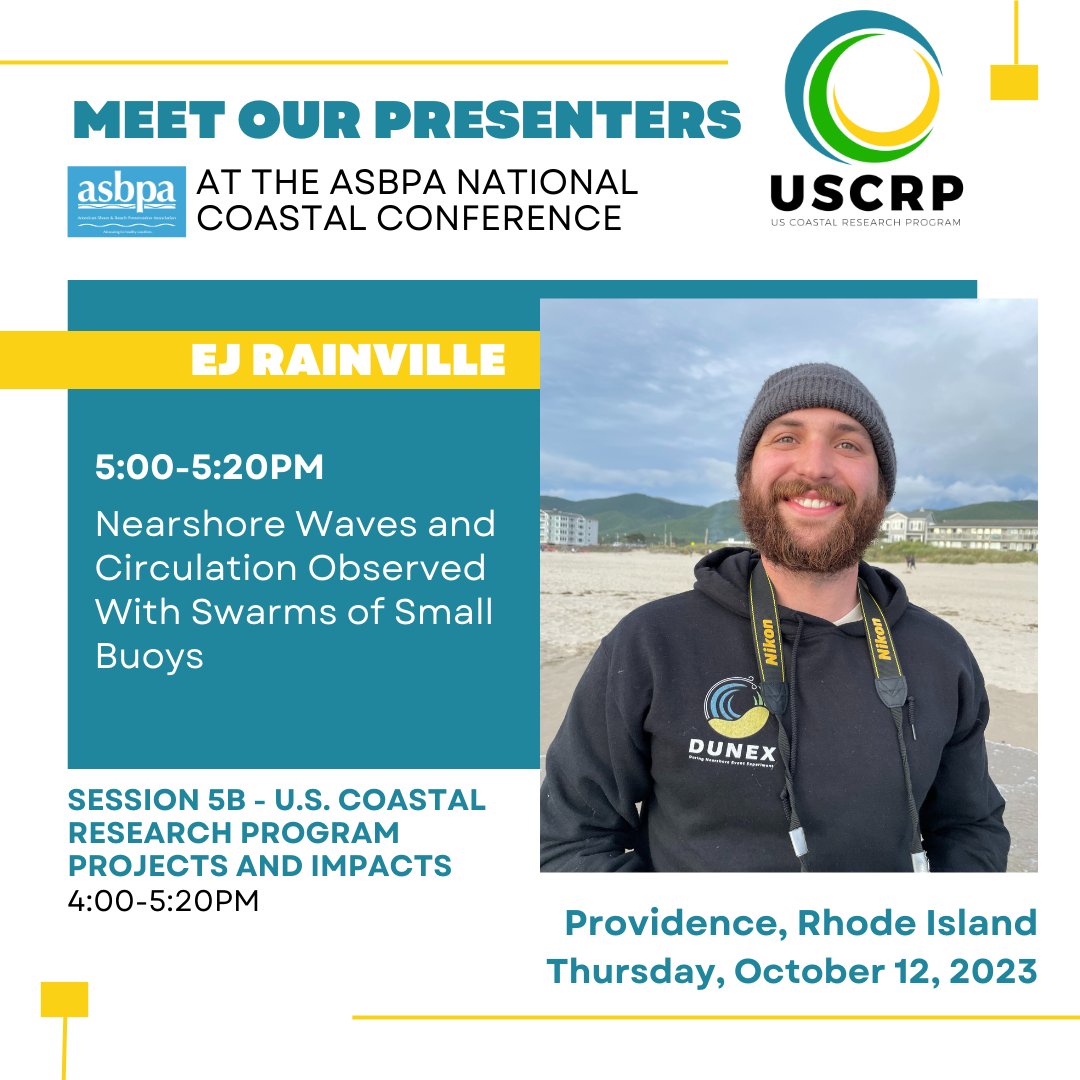 USCRP's tweet photo. Join us Oct 12 at the ASBPA National Coastal Conference in Providence, RI as Jessie Straub, Jyothirmayi Palaparthi, Erfan Amini, & EJ Rainville present on behalf of USCRP. 🤩
@jessamin_amelia @erfan_amini_ @ASBPA @FAUResearch @FAUGradCollege @FAU_coastal
#ASBPA #CoastalResearch https://t.co/M4otsmhfTU