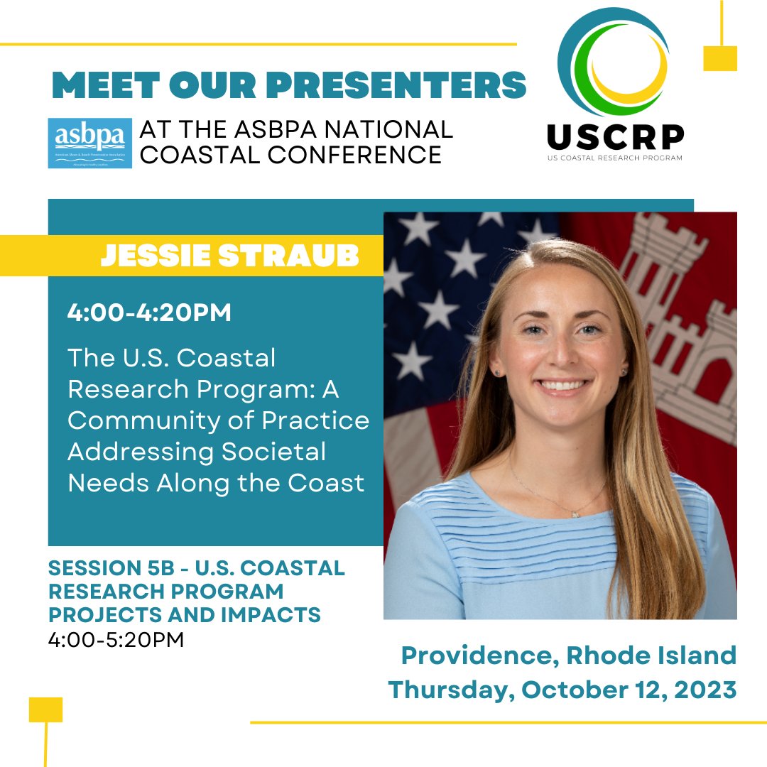 USCRP's tweet photo. Join us Oct 12 at the ASBPA National Coastal Conference in Providence, RI as Jessie Straub, Jyothirmayi Palaparthi, Erfan Amini, & EJ Rainville present on behalf of USCRP. 🤩
@jessamin_amelia @erfan_amini_ @ASBPA @FAUResearch @FAUGradCollege @FAU_coastal
#ASBPA #CoastalResearch https://t.co/M4otsmhfTU