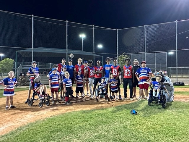 Courage League, a neurodiverse baseball league, at Buck Thomas baseball park. Our players volunteered last night by helping coach & cheer on the athletes! We appreciate the opportunity! #1lion🦁 | #lionhearted💙