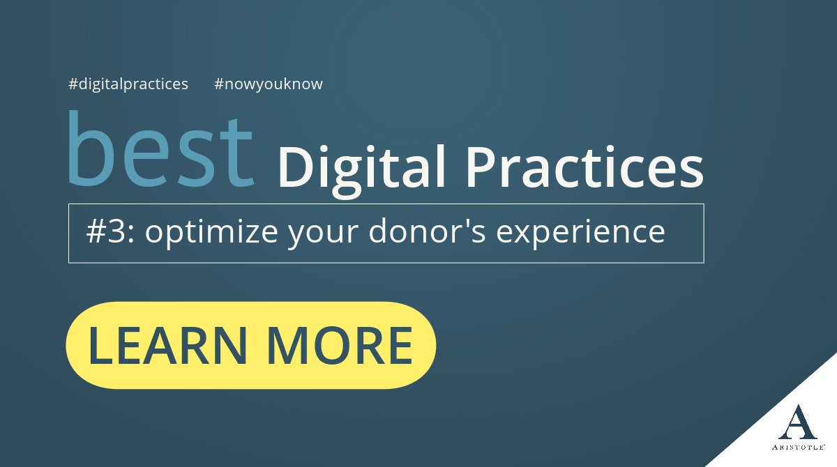 Week 3 of our best #digitalpractices is to optimize your donor’s engagement experience. Potential donors are more likely to be active when there aren’t burdens in their way. Mobile-friendly websites and minimal data entry are just a couple ideas to promote this. #nowyouknow