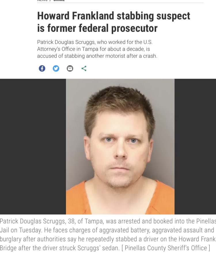 🚨 BREAKING: A former DOJ Prosecutor who fought to lock up J6ers for walking through the Capitol was just arrested for stabbing someone after a car crash and then tried to stab a couple who pulled over to help him. Very fine people.