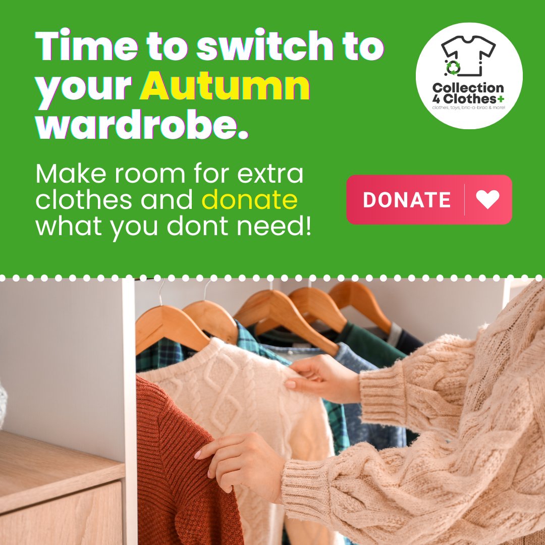 💚 Raise funds for charity!
🌎 Reduce landfill 
👚 Get organised 
🧘‍♀️ De-stress and feel good✨
.
🌐collection4clothes.co.uk
💌info@collection4clothes.co.uk
📞0330 165 5197
.
.
#donate #clothes #uk #charity #recycle #fundraising #supportlocal #fundraiser #supportcharity