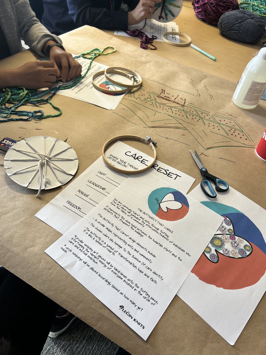 JeffsLianne's tweet photo. Leading us through a care reset @leginknits @SinaiHealth building resilience through art and sage words of wisdom - stay tuned for reveal of collective mural as part of our #scienceofcareinstitute #caringforeachother @Amaralnely @williamrmundle https://t.co/3QSRad5mdy