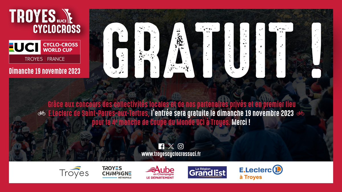 🔴 ENTRÉE GRATUITE 🔴
À l’occasion de la venue de <a href="/FlandersClassic/">Flanders Classics</a> durant 2 jours de travail à Troyes, nous en avons profité pour annoncer la GROSSE INFO … ce sera GRAAAATUUUUIIIIIIT !