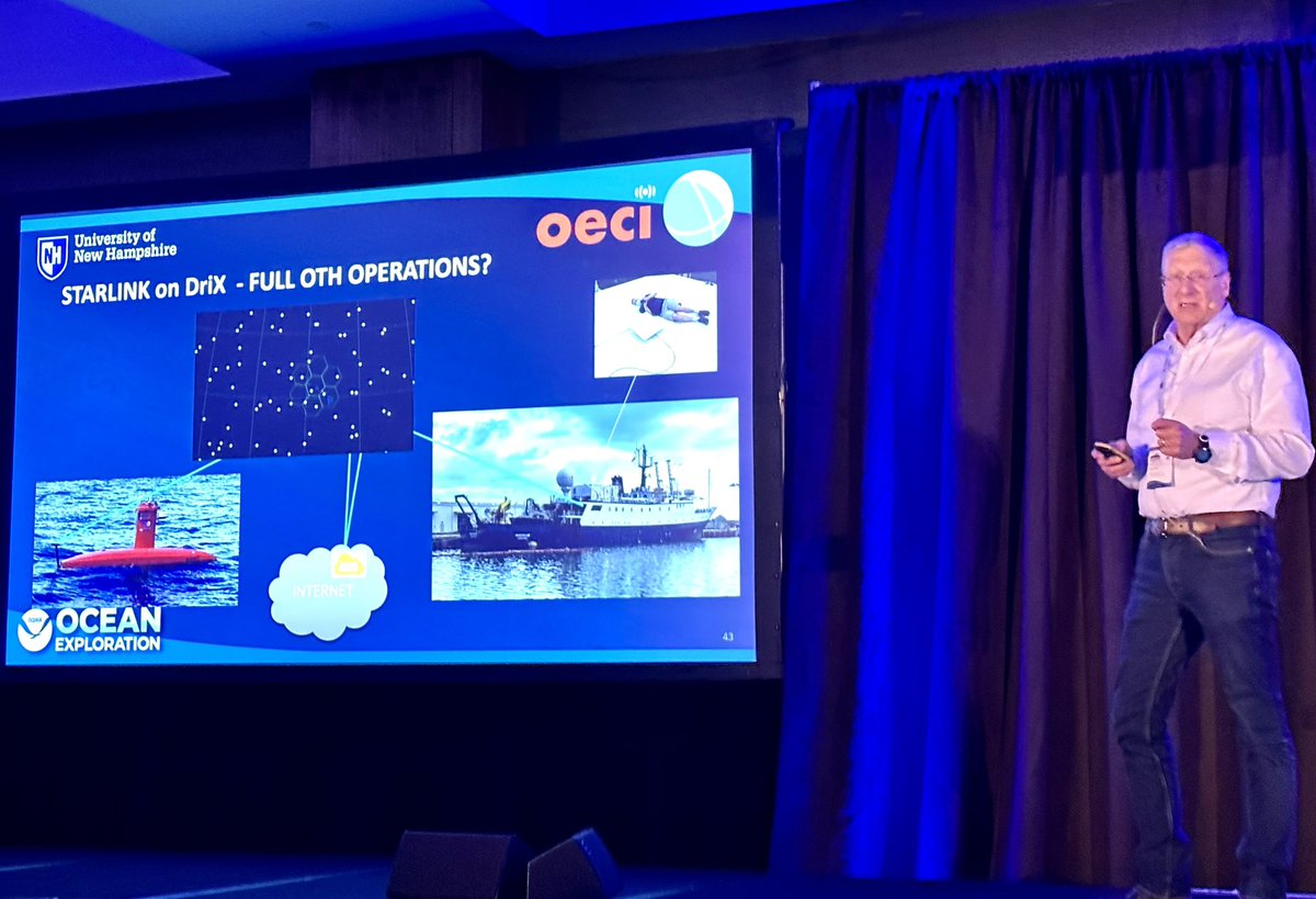 saltwatersteve's tweet image. Larry Mayer @ccom_jhc updated #FEMME audience on use of deep water @kongsbergasa systems on the @exail_ #DriX ASV, & forthcoming deployment off Hawaii with added @Starlink capabilities - an impressive combination for seabed mapping. @seabed2030 #hydrospatial