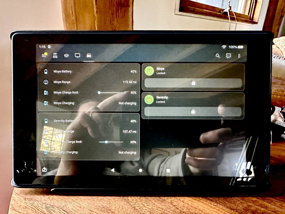 TeslaRoadTrip's tweet photo. Finally got around to setting up a #homeassistant server and dashboard to display stats from our #Tesla Solar Roof, Powerwalls, Model S &amp; Y, #weatherflow Tempest station &amp; various home automation controls while nursing my broken ankle! https://t.co/J5nnPwWb1M