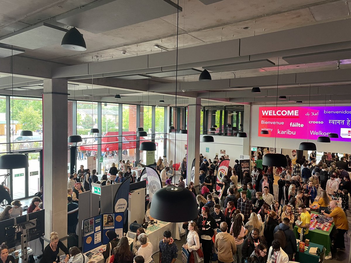 FarmerChelsey's tweet photo. Welcome Fair, Stoke ✅
Even Storm Agnes couldn’t dampen our spirits today! 
Great to see so many new &amp; returning students on campus. 
Proud of how everything has come together… 
Welcome to Where You Matter 💕 #StaffsWelcome #WhereYouMatter @StaffsUni https://t.co/fF2XmoUHia