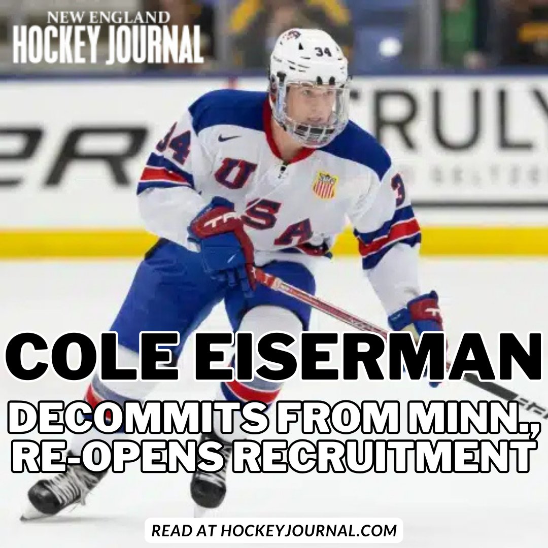 Breaking news: Cole Eiserman, the Newburyport, Mass., native has decommitted from Minnesota and is looking to play college hockey closer to home. For @NEHockeyJournal: hockeyjournal.com/cole-eiserman-…