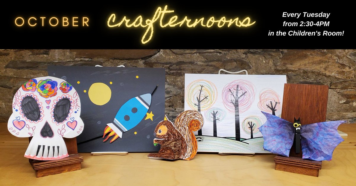 Crafternoons are fun weekly crafts for young children and their families. Events are being held inside the library, every Tuesday, 2:30-4PM! Check our website for which craft is up! watervillelibrary.org/events/index.p… #crafts #kidscrafts