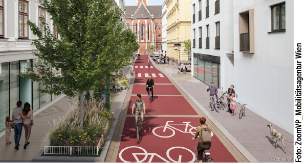 Die Fahrradstraße Argentinierstraße von <a href="/stadt_wien/">Stadt Wien</a> und Wieden wird Österreichs 1. Fahrradstraße nach niederländischem Vorbild. Zudem wird der Straßenraum begrünt. Ausgezeichnet beim #vcömp23 <a href="/fahrradwien/">Fahrrad Wien</a>