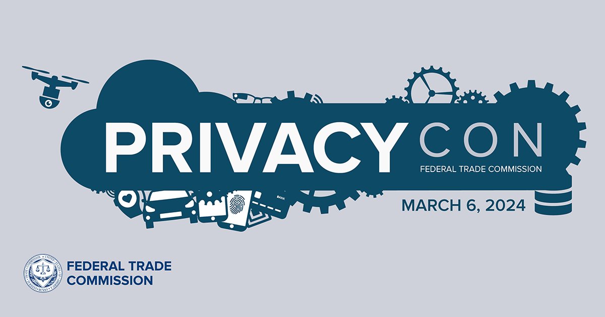 FTC seeks research presentations for #PrivacyCon 2024!

March 6 virtual event will focus on research on topics such as #AI, health-related surveillance, and children and teen #privacy: bit.ly/3rtlg8c #PrivacyCon24