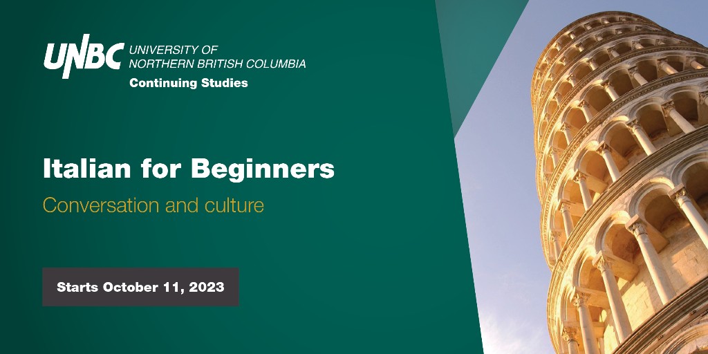 UNBCCS's tweet photo. Are you travelling to Italy or Switzerland? Don't forget to register for our Italian for Beginners. Learn the phrases that will have you ordering your cappuccino like a local! Register by October 1. #UNBC #Italy #LearnItalian #ItalianConversation https://t.co/LGTgUcK6PE https://t.co/z143OBPQTT
