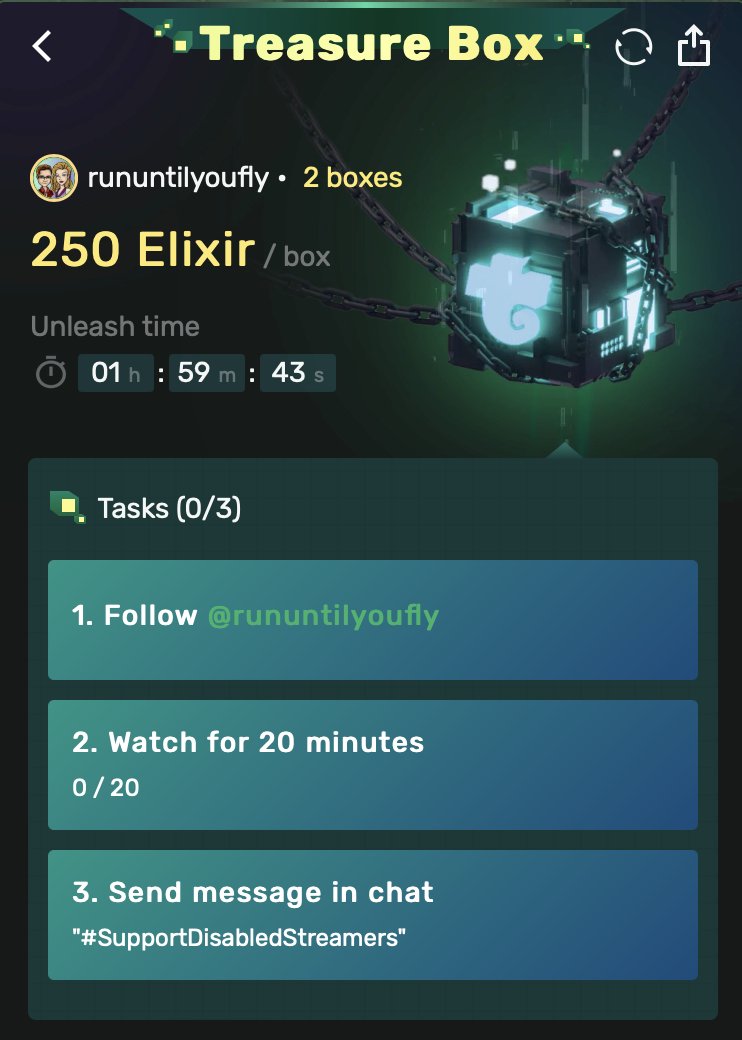 corylegendre's tweet image. Get a chance at the #TreasureBox on #TrovoLive!
2x 250 Elixir, no purchase necessary, up for the next 2 hours, multiple entry allowed!

🔴 trovo.live/rununtilyoufly 

#Trovo  #twitch #KickStreaming #YouTube #SupportSmallStreamers 
#SupportDisabledStreamers
 #HeartFailureSurvivor