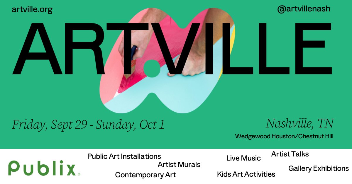 nashlifestyles's tweet photo. Artville, a free 3-day visual art festival in Wedgewood-Houston, takes place September 29-October 1, and features artisans, a community art show, public installations, live music, food + drinks, kids’ art programming, and more. #sponsored

More info: https://t.co/rjiu9ZXPvH https://t.co/CrrZOzOxfy