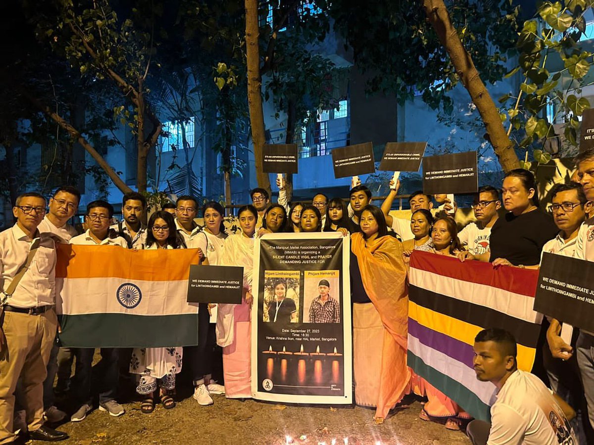 LaishramSoma's tweet photo. Today, in many cities, 🕯️ candlelight vigils were a poignant expression of outrage against the war crimes committed against Linthoingambi and Hemanjit.
#Justice4LinthoiAndHemanjit
#GenevaWithManipur
#ManipurAgainstNarcoTerrorism
@narendramodi https://t.co/Y6aAQga36f