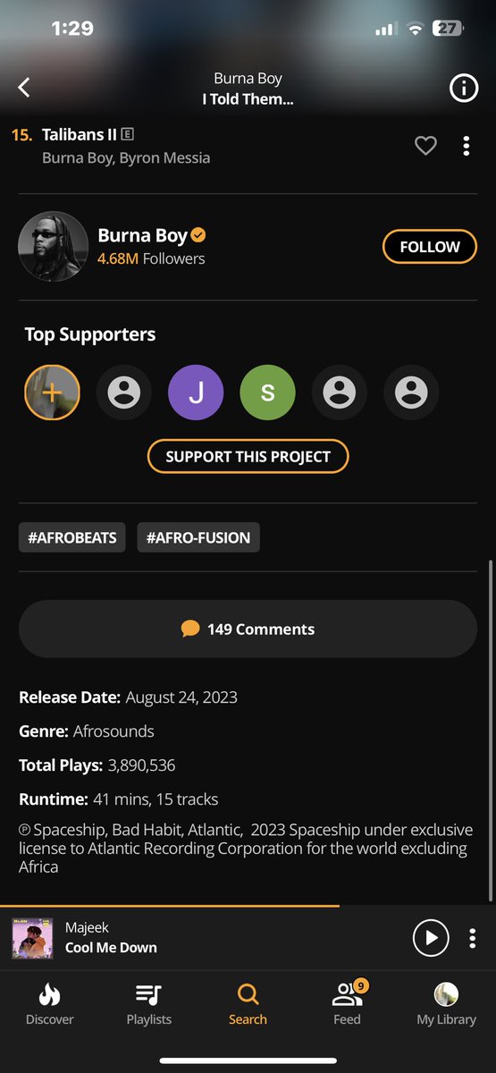 semenyooooooo's tweet photo. @BurnaBoyStats @burnaboy Omo wtf how una take get this 80M streams ontop audiomack 
😂😂😂 https://t.co/ZAcq6k8bky