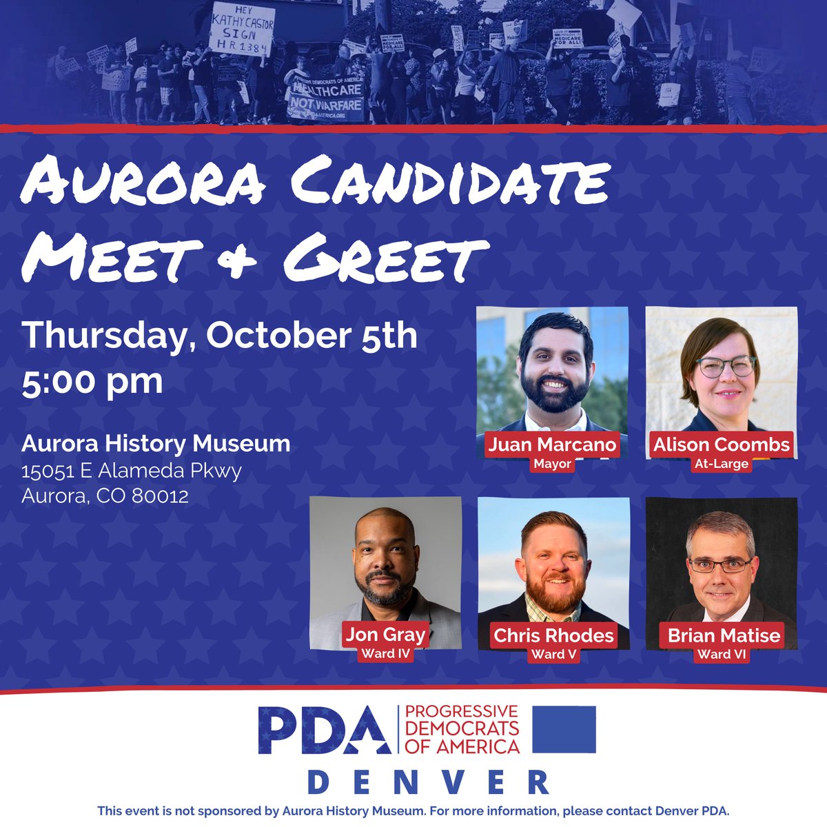 🌟 Aurora! Join us Oct 5th, 5pm to meet the PDA-Denver endorsed candidates for Mayor & City Council. Get up close with @Marcano4Aurora @CoombsForAurora @grayforaurora @rhodes4aurora @bkmatise! 🏛️🤝 #AuroraElections #MeetTheCandidates

Register Now: surveymonkey.com/r/Z3M3R5W