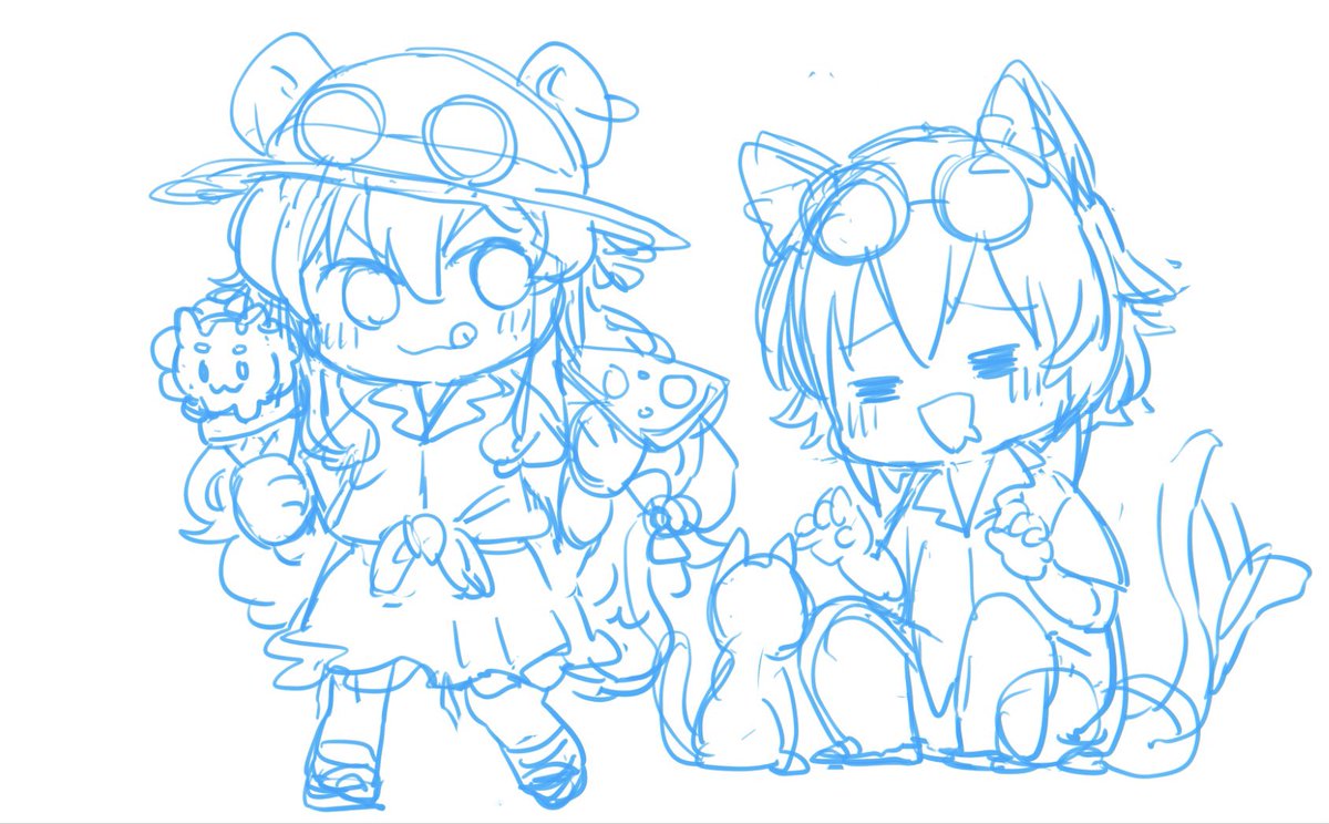 「これは猫島観光をするゲマズを描こうとしてラフまでしか描けなかったもの( ˘ω˘)」|紺堂のイラスト