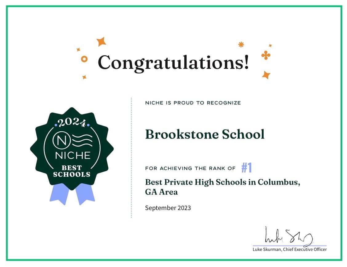 We are thrilled to announce our ranking as the #1 Private School in Columbus, Georgia. Thank you to our students, faculty, and parents who make this school the amazing place it is! YOU are WHY BROOKSTONE! 💙 #BeTheOne #WhyBrookstone