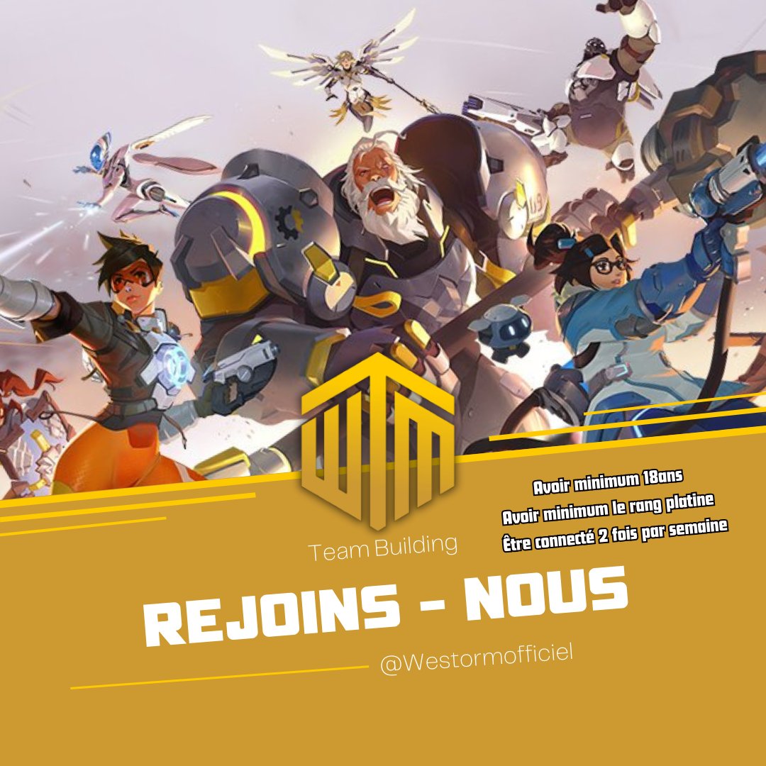 WESTORM ouvre ses frontières avec OVERWATCH cet univers compétitif et explosif n'attend plus que VOUS ! 🔥DM OUVERT 
<a href="/Cherche_1Groupe/">Cherche 1 Groupe</a> 
<a href="/Cherche_FA/">Recherche F/A</a>