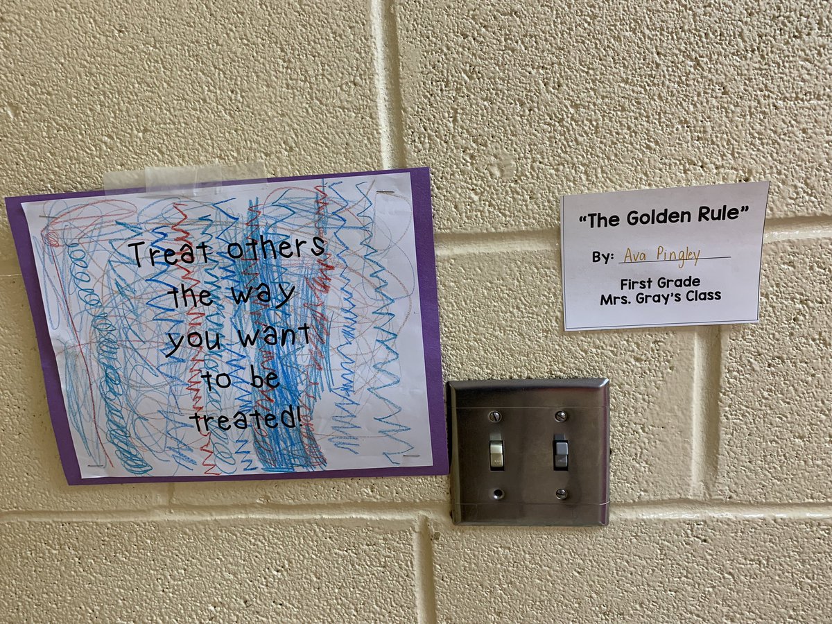TisEmch's tweet photo. Mrs. Grays first grade class made posters reminding students of the golden rule. #sls #wetzelpride #wcs https://t.co/BqFsoGUxUa