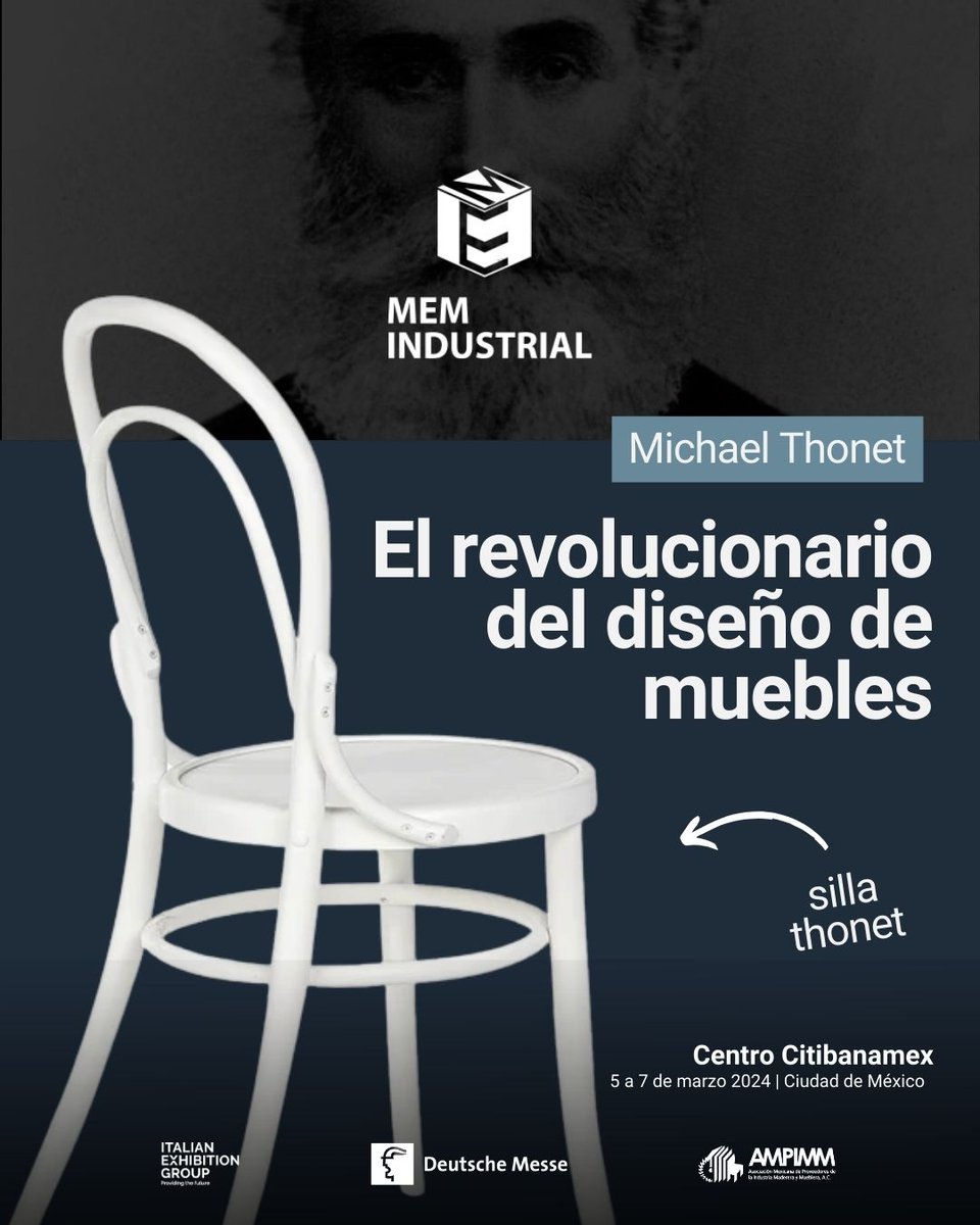 MEM_Industrial's tweet photo. 🪑 La fama de este magnífico carpintero que dedicó su vida a la experimentación con materiales viene fundamentalmente justificada por dos aspectos. Por un lado, fue un pionero en el doblado de la madera, proceso reservado hasta entonces para la elaboración de cascos de barco. 🚢 https://t.co/3KxTVEWhCI