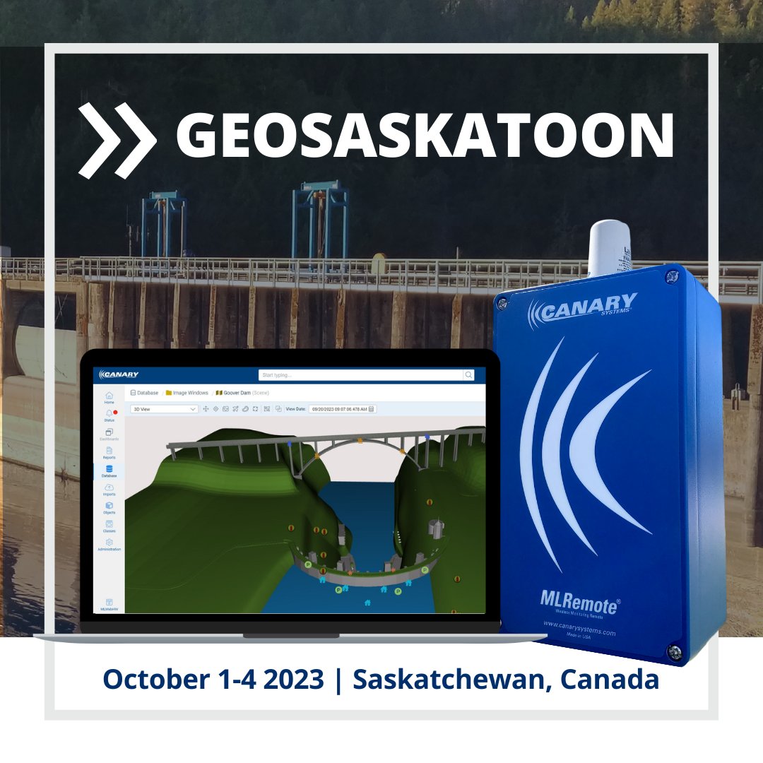 CanarySystems's tweet photo. Join us at GeoSaskatoon 2023! Visit our booth to discover more about our bridge monitoring solutions for improved safety and efficiency.

#bridgemonitoring #dataintegration #canarysystems #monitoringsolutions https://t.co/CnwFc0VdWg