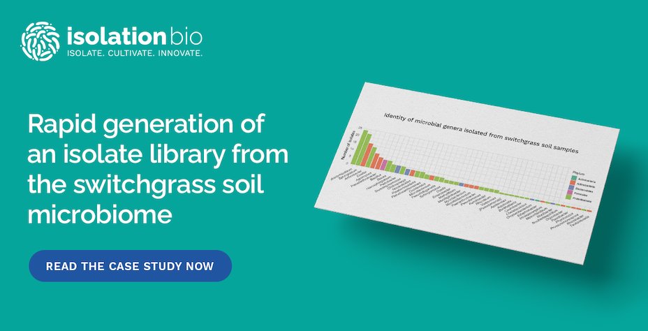 IsolationBio's tweet image. Which bacterial species in the soil microbiome might help to increase switchgrass biomass for the development of sustainable biofuels?

Learn how researchers are rapidly isolating species of interest with help from the Prospector®:

go.isolationbio.com/ag-animal-heal…

#microbiome #biofuels