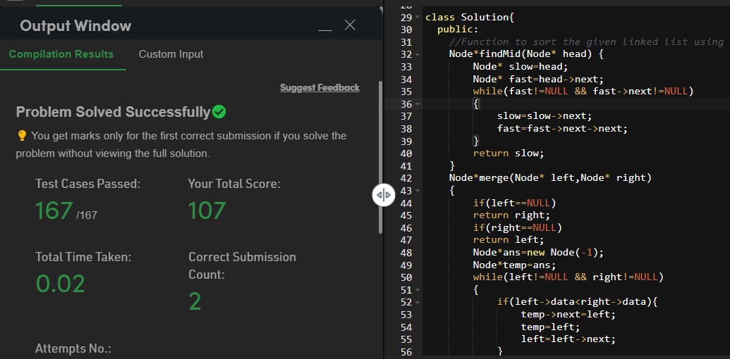 PoonjiJadon's tweet image. #75DaysOfDSA 
Busy preparing for college exams so I am not able to do much problems 
Day 11/12 
Day 11: Did an easy level question on @geeksforgeeks on Find duplicates in an sorted array 

Day 12 : Merge sort in a linked list 

P.S following @lovebabbar3 playlist

#DSA #problem