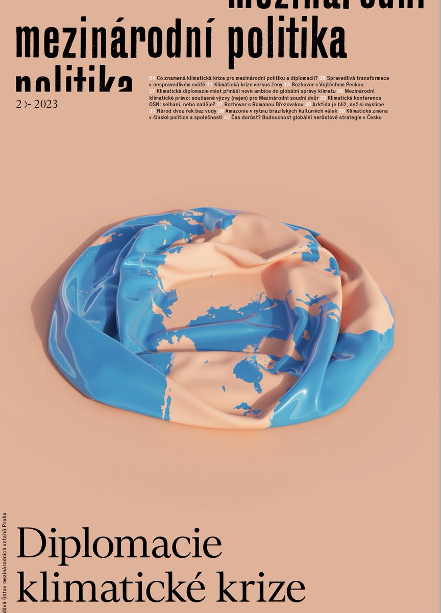 r_bromi's tweet image. Dnes vyšlo nové číslo @mp_iir (@IIR_Prague),celé zaměřené na klima! Aktuální témata- #transformace #právo #China #dezinformace #gender -pohledem řady skvělých znalých osob (@k8_davidova, @VojtechPecka &amp;amp; další).Rozhovor o klimadiplomacii a klimabezpečnosti se mnou od str. 27:)🗨️🤝